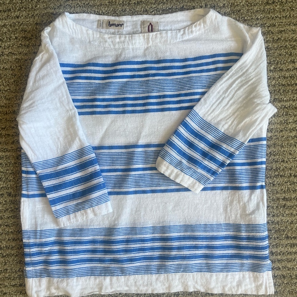 Lemlem Azure and Ivory Striped Blouse